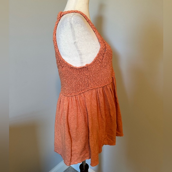 Sz S Free People rust crochet sleeveless top tunic style - Picture 4 of 8